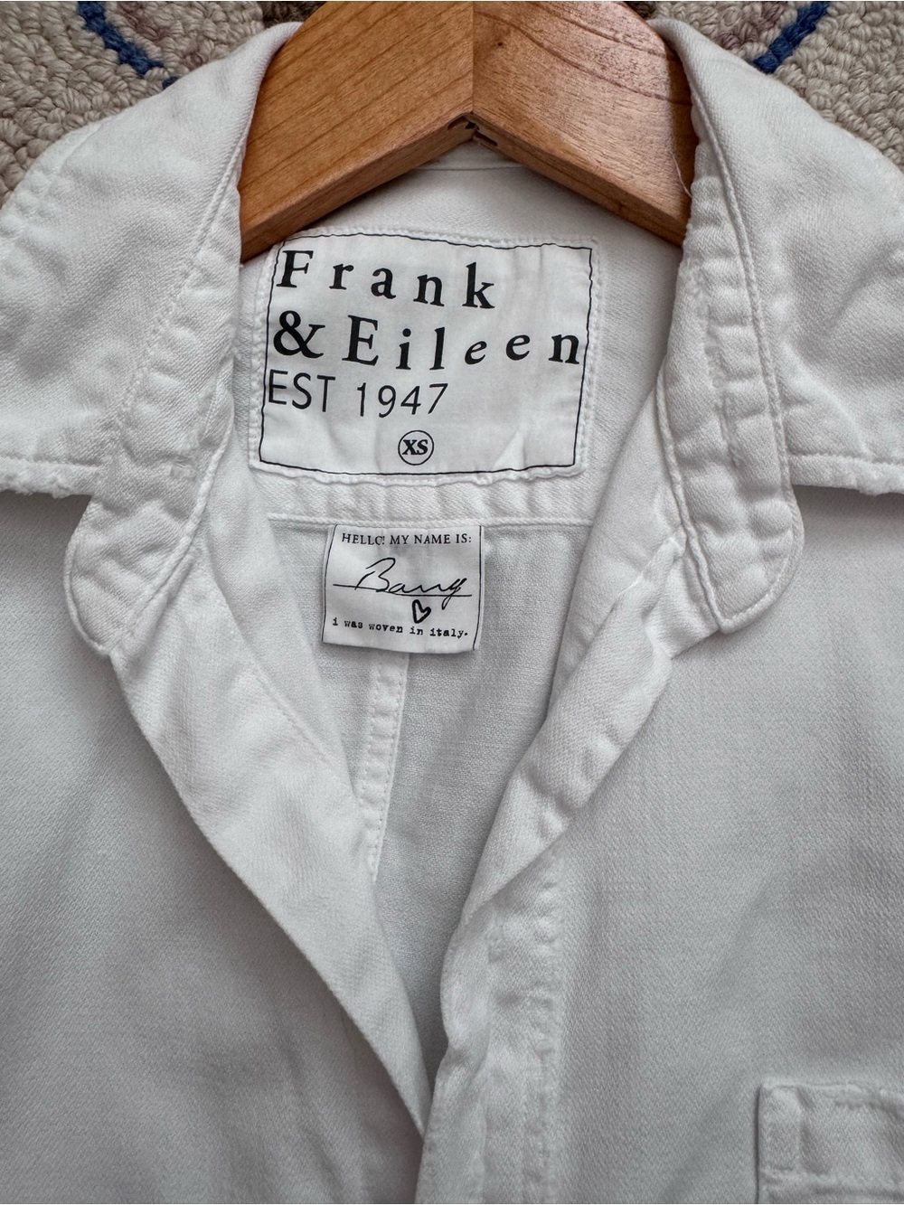Frank and Eileen Barry XS famous denim shirt. Barry is a little more fitted.